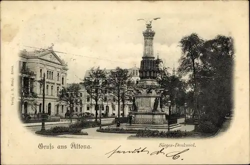 Ak Hamburg Altona, Ansicht vom Siegesdenkmal, Straßenpartie