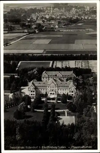 Ak Gryfów Śląski Greiffenberg Schlesien, Fliegeraufnahme, Sanatorium Birkenhof