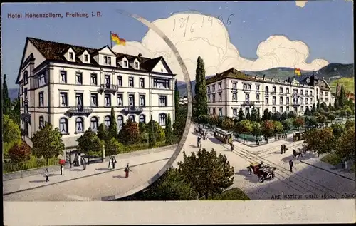 Ak Freiburg im Breisgau, Hotel Hohenzollern, Teilansichten