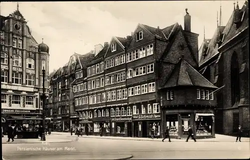 Ak Kiel in Schleswig Holstein, Persianische Häuser am Markt