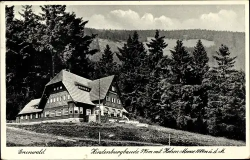 Ak Duszniki Zdrój Bad Reinerz Schlesien, Hindenburgbaude, Hohe Mense