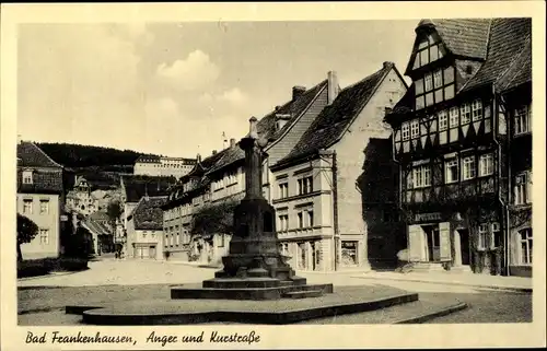 Ak Bad Frankenhausen am Kyffhäuser Thüringen, Anger und Kurstraße, Apotheke, Geschäft, Brunnen