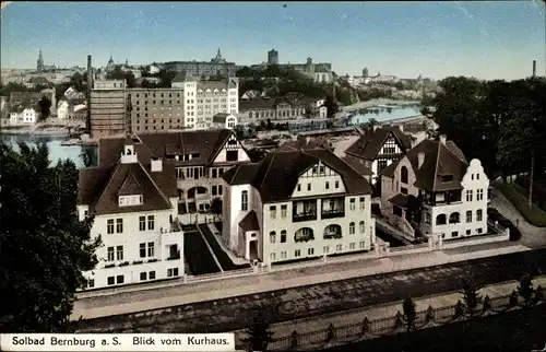Ak Bernburg an der Saale, Villen und Stadtpanorama vom Kurhaus gesehen