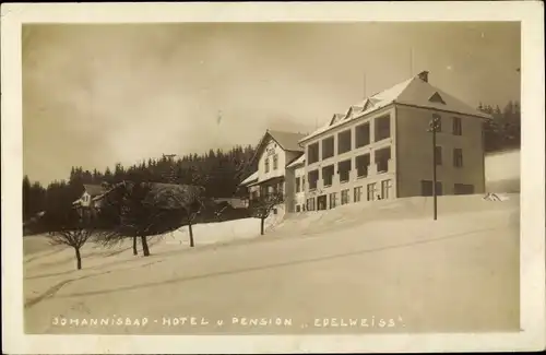 Foto Ak Janské Lázně Johannisbad Reg. Königgrätz, Hotel und Pension Edelweiss im Winter