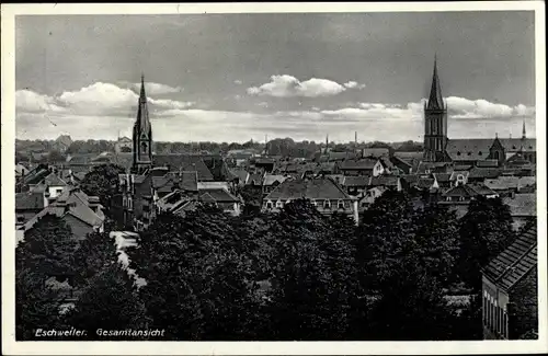 Ak Eschweiler in Nordrhein Westfalen, Blick über die Dächer der Stadt, Kirchtürme