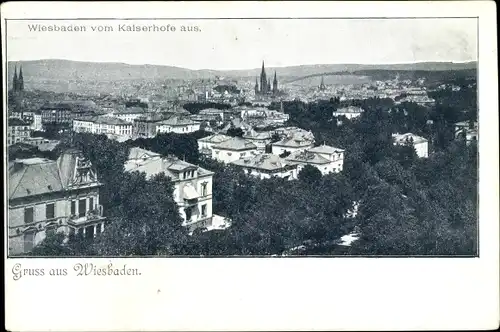 Ak Wiesbaden in Hessen, Stadtpanorama vom Kaiserhof aus