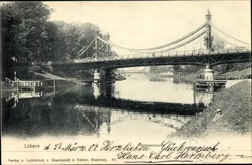 Ak Lübeck in Schleswig Holstein, Mühlenbrücke