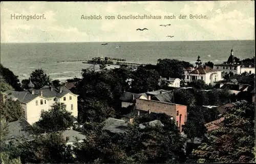 Ak Ostseebad Heringsdorf auf Usedom, Ausblick vom Gesellschaftshaus nach der Brücke