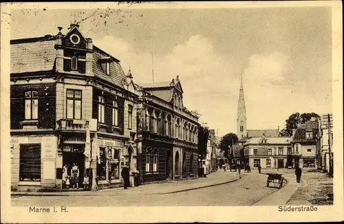 Ak Marne in Holstein, Süderstraße, Geschäft Gustav Hinz