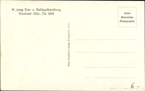 Ak Garmisch Partenkirchen in Oberbayern, Eier- und Geflügelhandlung M. Jung