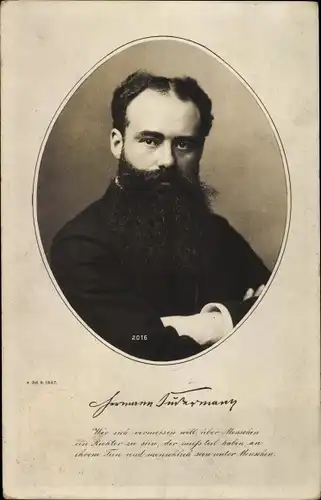 Ak Hermann Sudermann, Schriftsteller und Bühnenautor, Portrait, Zitat