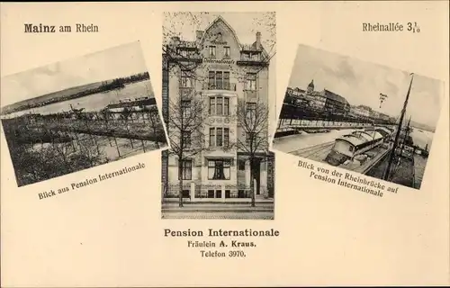 Ak Mainz in Rheinland Pfalz, Pension Internationale, Inh. A. Kraus, Rheinallee 3 1/10