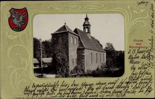 Präge Wappen Ak Ahrensburg in Schleswig Holstein, Kirche