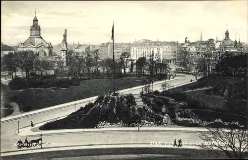 Ak Hamburg Mitte St. Pauli, Blick vom Bismarck Denkmal