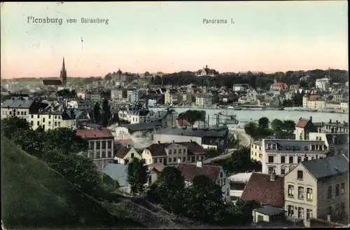 Ak Flensburg in Schleswig Holstein, Blick vom Ballastberg, Blasberg, Stadtpanorama