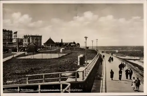 Ak Norderney in Ostfriesland, Strandpromenade, Tennisplätze