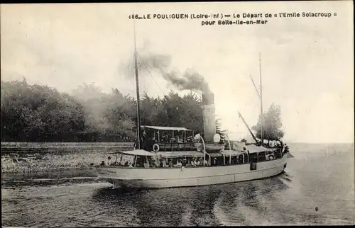 Ak Le Pouliguen Loire Atlantique, Le Depart de l'Emile Solacroup pour Belle Ile en Mer