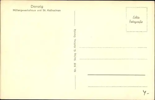 Ak Gdańsk Danzig, Müllergewerkshaus, St. Katharinenkirche