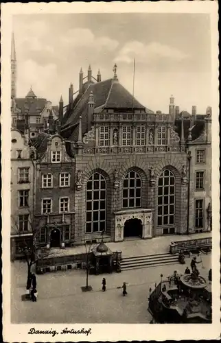Ak Gdańsk Danzig, Artushof, Neptunbrunnen