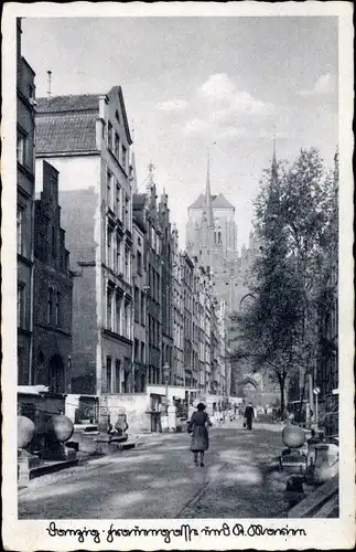 Ak Gdańsk Danzig, Frauengasse und St. Marienkirche