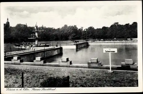 Ak Riesa an der Elbe Sachsen, Neues Stadtbad