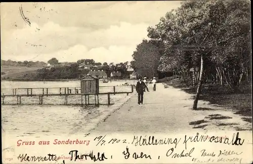 Ak Sønderborg Sonderburg Dänemark, Uferpromenade
