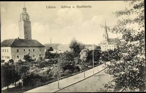 Ak Lützen im Burgenlandkreis, Schloss und Stadtkirche