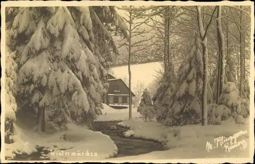 Foto Ak Stahlbrode Reinberg Kreis Grimmen, Wintermärchen, Blockhaus 1925