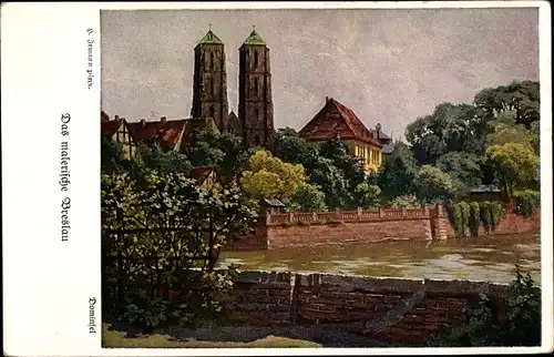 Künstler Ak Irmann, H., Wrocław Breslau Schlesien, Dominsel