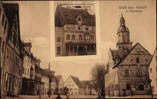 Ak Altdorf bei Nürnberg in Mittelfranken Bayern, Gasthof zum schwarzen Bären, Rathaus