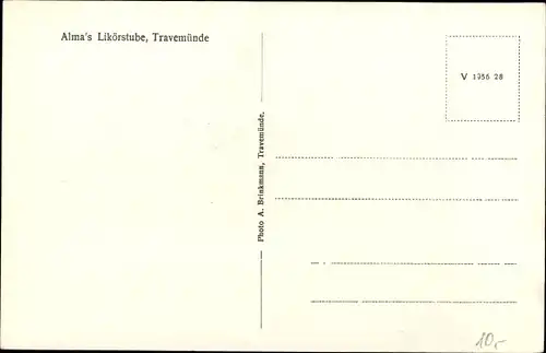 Ak Travemünde Lübeck, Alma's Likörstube, Innenansicht