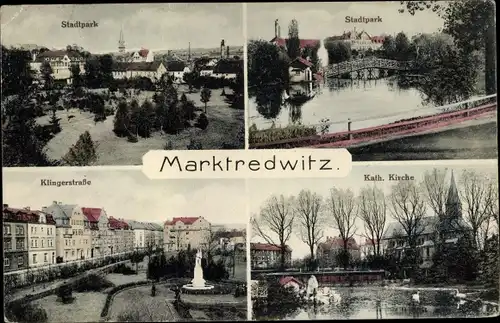 Ak Marktredwitz im Fichtelgebirge, Stadtpark, Kirche, Klingerstraße