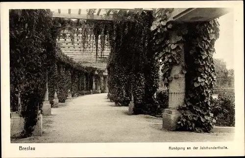 Ak Wrocław Breslau Schlesien, Rundgang an der Jahrhunderthalle