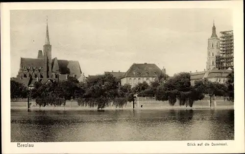 Ak Wrocław Breslau Schlesien, Blick auf die Dominsel