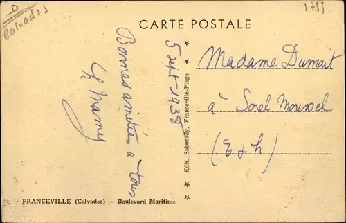 Ak Franceville Calvados, Boulevard Maritime