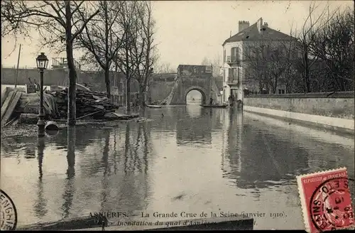 Ak Asnières Hauts-de-Seine, La Grande Crue de la Seine, Janvier 1910