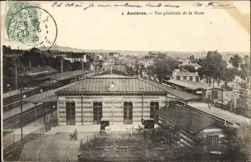 Ak Asnières Hauts-de-Seine, Vue generale de la Gare
