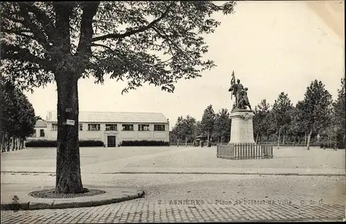 Ak Asnières Hauts-de-Seine, Place de l'Hotel de Ville