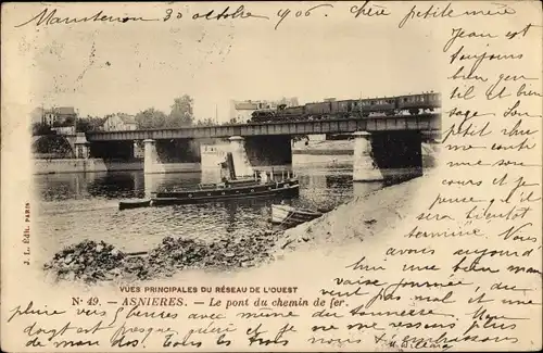Ak Asnières Hauts-de-Seine, Le pont du chemin de fer