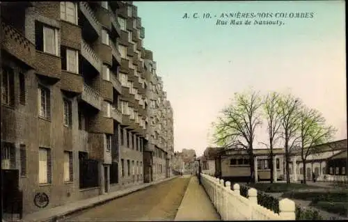 Ak Asnières Bois Colombes Haut-de-Seine, Rue Max de Nansouty