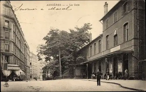 Ak Asnières-sur-Seine Hauts-de-Seine, La Gare