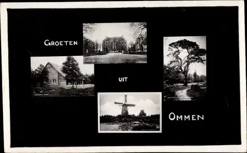 Ak Ommen Overijssel Niederlande, Ortsansichten, Windmühle, Baum