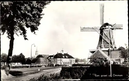 Ak Ommen Overijssel, Blick auf die Windmühle