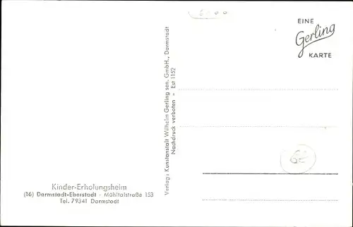 Ak Eberstadt Darmstadt in Hessen, Mühltal, Blick auf den Ort, Kinder-Erholungsheim