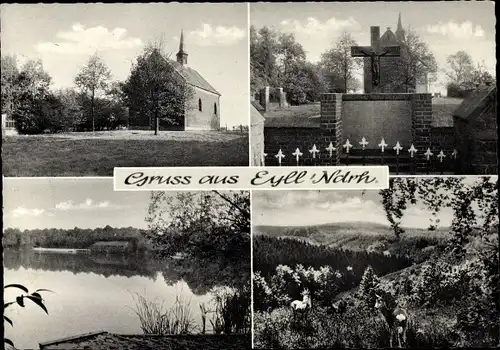 Ak Eyll Kerken am Niederrhein, Denkmal, Kirche, Landschaft