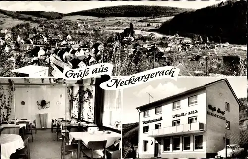 Ak Neckargerach in Baden Württemberg, Cafe Haaf, Hauptstraße 1a, Panorama