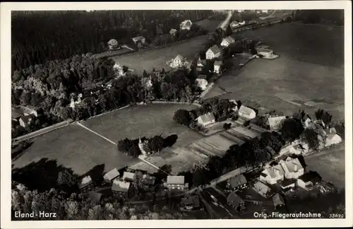 Ak Elend Oberharz am Brocken, Fliegeraufnahme