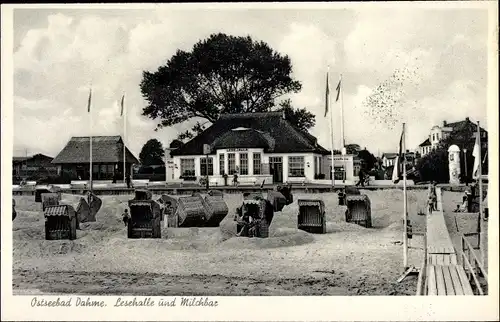 Ak Ostseebad Dahme in Holstein, Lesehalle, Milchbar