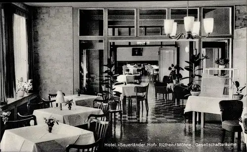 Ak Rüthen in Westfalen, Hotel Sauerländer Hof, Gesellschaftsräume