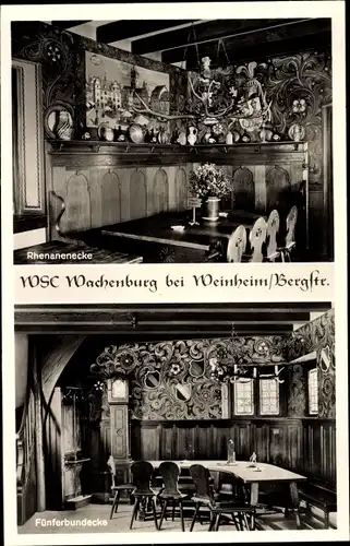 Ak Weinheim an der Bergstraße Baden, WSC Wachenburg, Fünferbundecke, Rhenanenecke